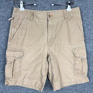 LL Bean Mens Cargo Shorts Tan Flat Front‎ Natural Fit 100% Cotton Size 35W